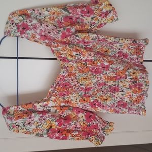 Smocked Floral Crop Top